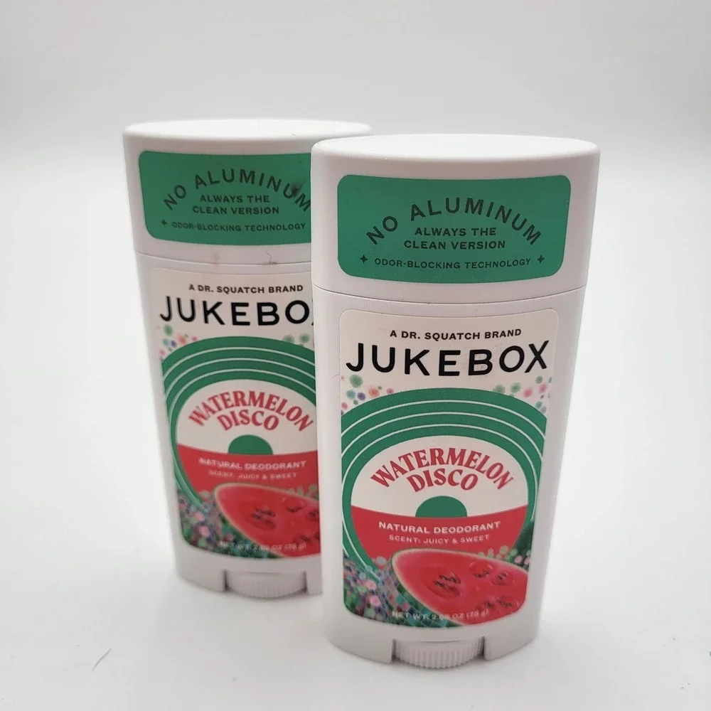 Set of 2 Jukebox Watermelon Disco Aluminum Free Womens‎ Natural Deodorant 2.65oz